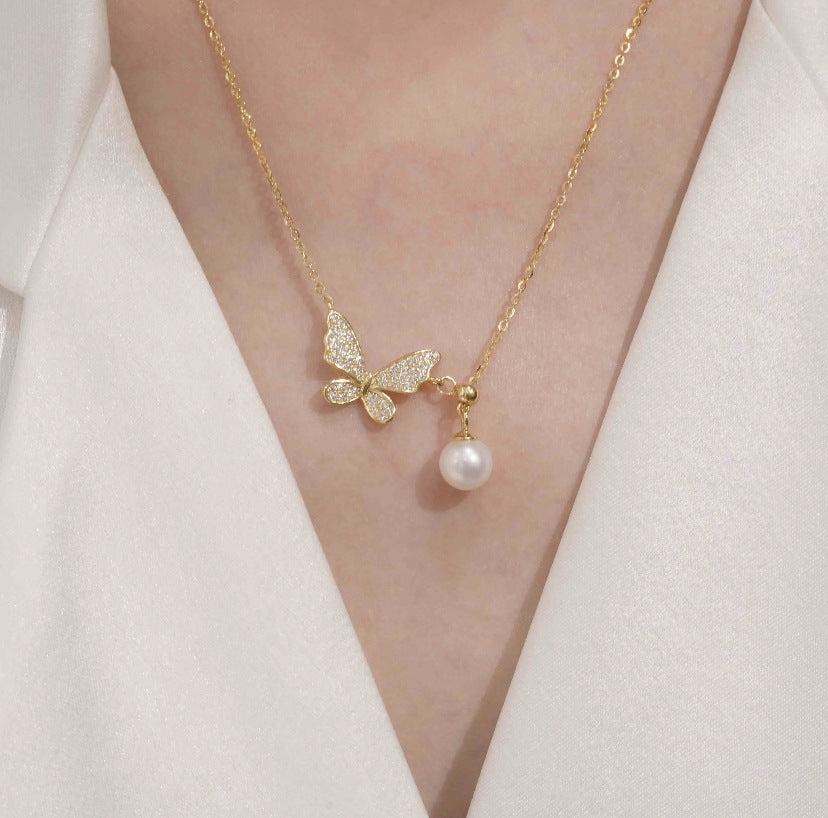 버터플라이 풀 네크리스 쇄골 체인