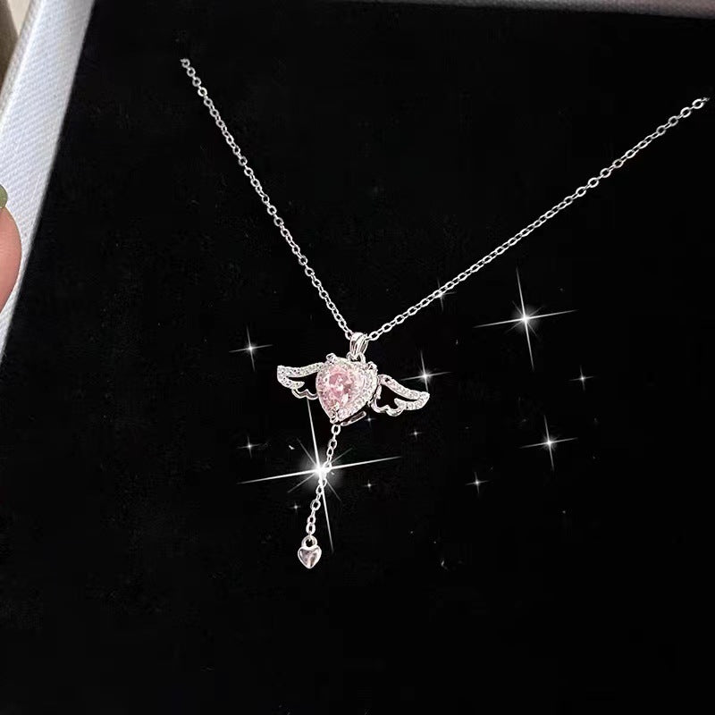 925 Sterling Silver Cupid Heart Necklace Female