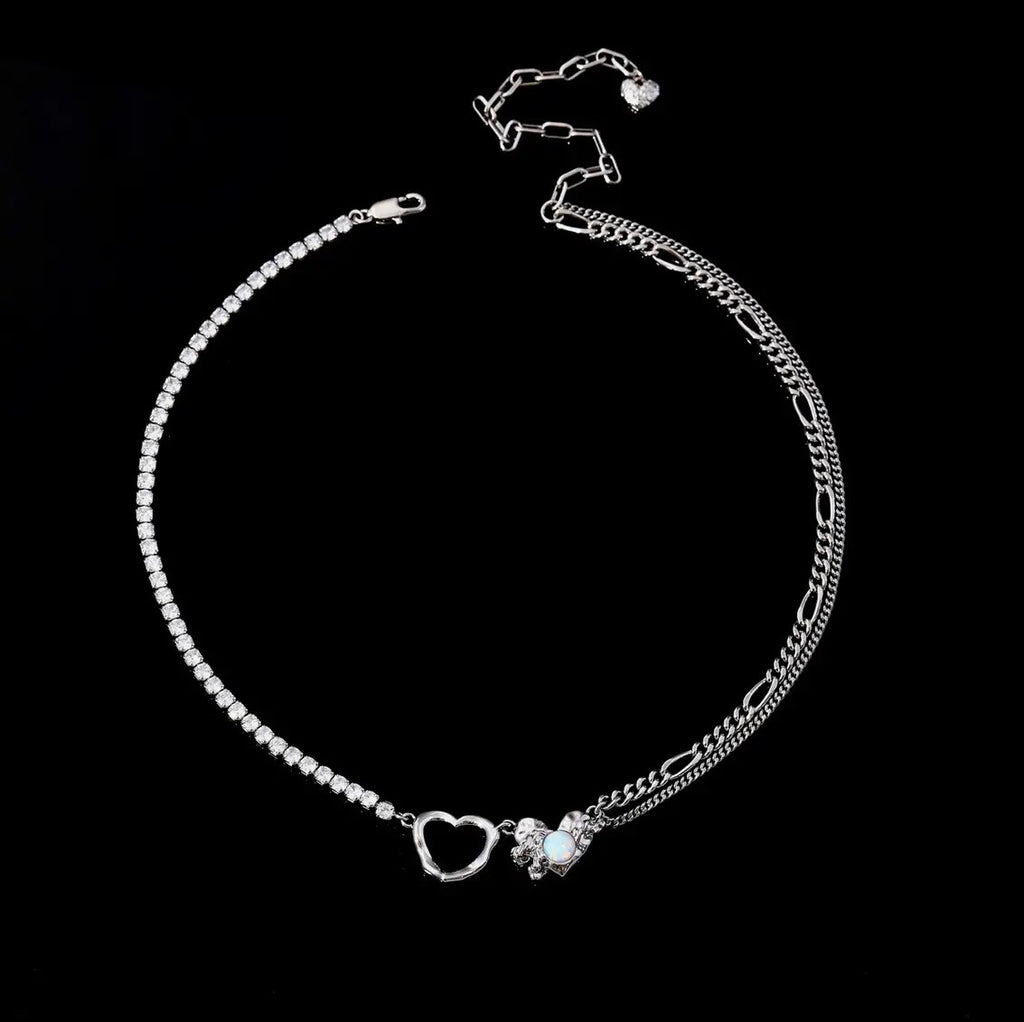 ডাবল লাভ নেকলেস মাইনর ডিজাইনের মিষ্টি এবং শীতল মশলা গার্ল ক্ল্যাভিকল চেইন