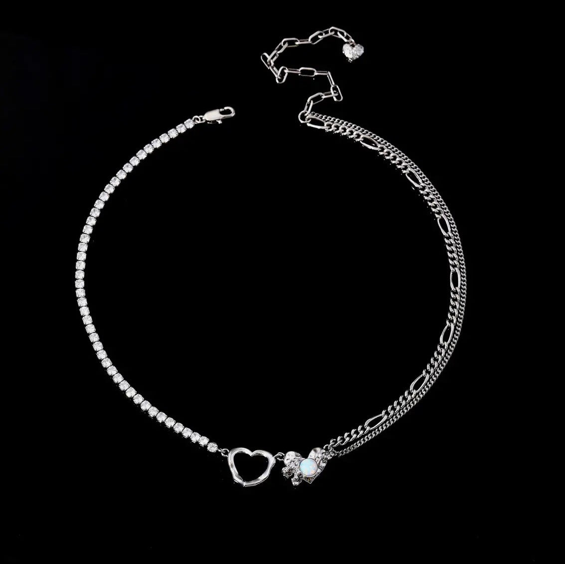 ডাবল লাভ নেকলেস মাইনর ডিজাইনের মিষ্টি এবং শীতল মশলা গার্ল ক্ল্যাভিকল চেইন