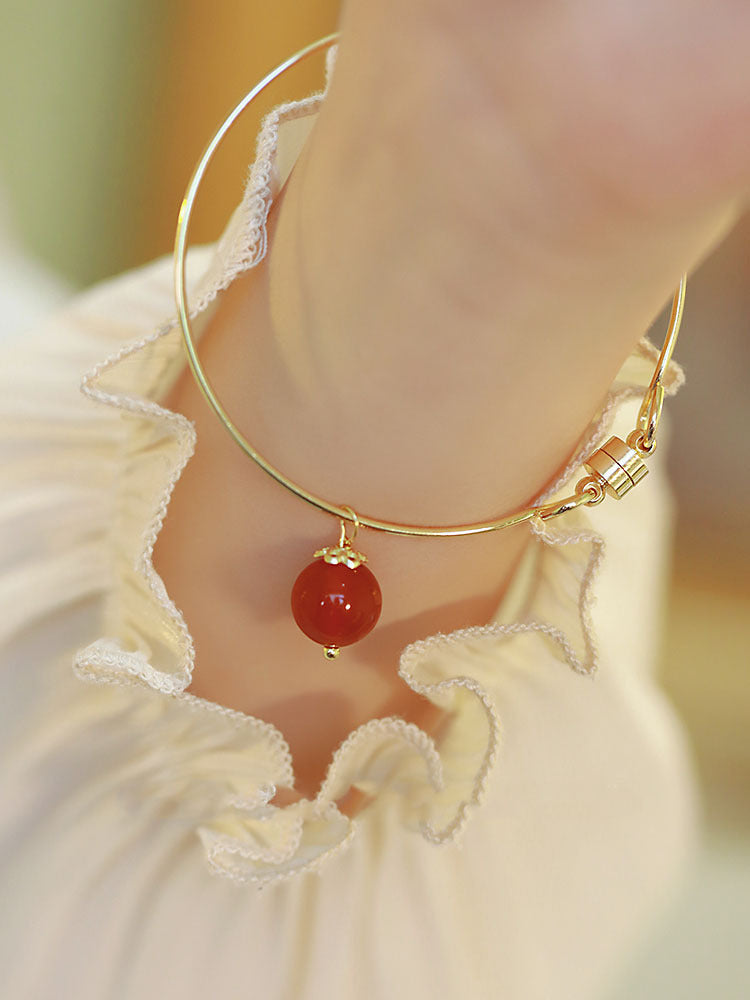 دستبند عقیق قرمز طبیعی لوبیا قرمز