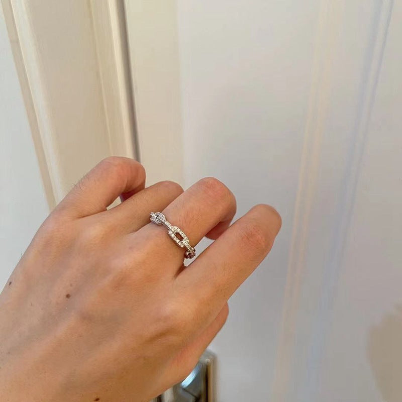 Pembukaan cincin tembaga zirkon berlian penuh dapat disesuaikan