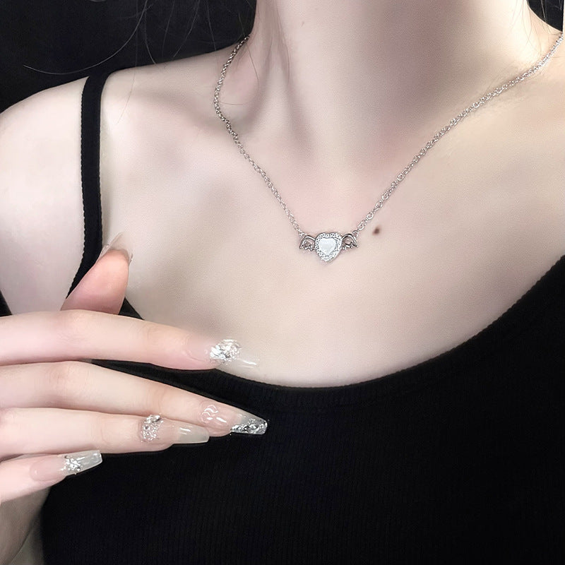 Wings Love Opal Necklace Gem Pendant Clavicle Chain