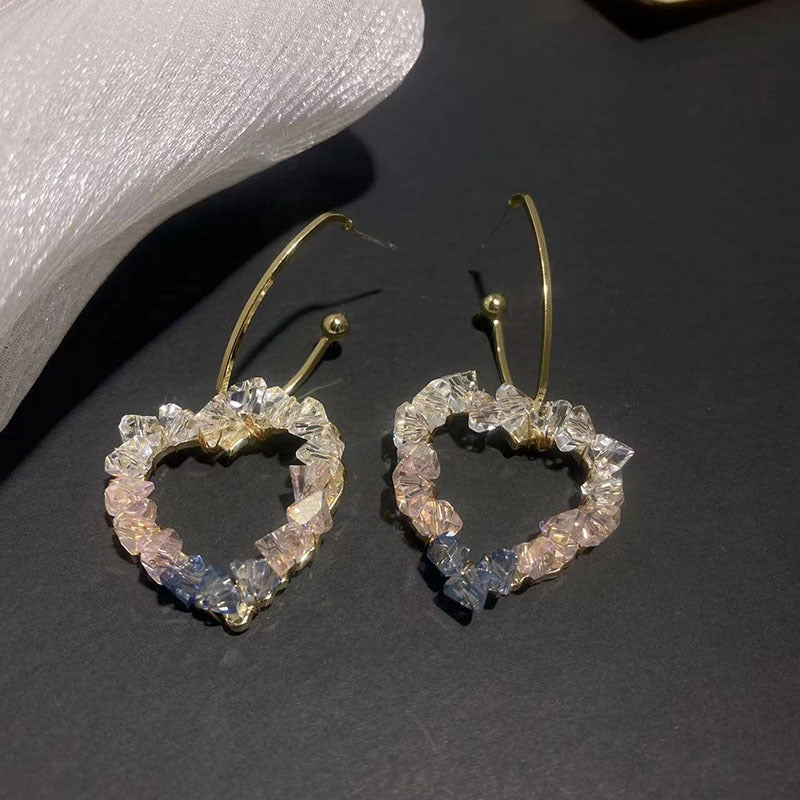 گوشواره قلاب گوش بلند هلویی توخالی قلب شکل