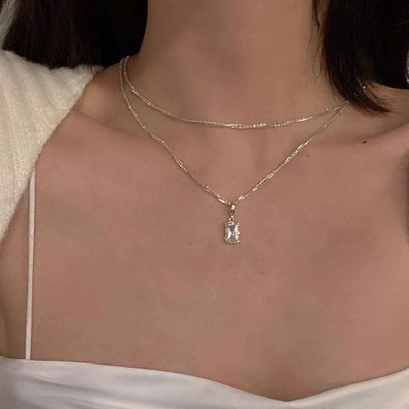 مربع ڈرل ڈبل ہنسلی چین پرتدار ہار