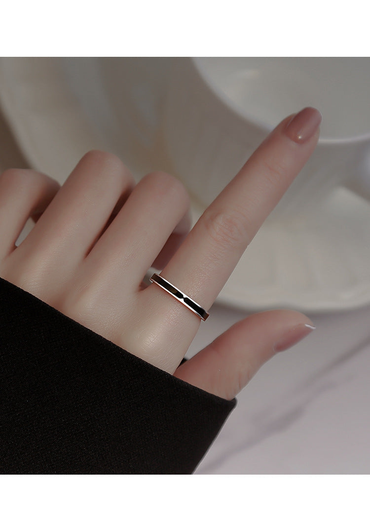 블랙 링 여성 디자인 틈새 오프닝 링 여성 패션 개성 실버 링 2022 새로운 트렌드