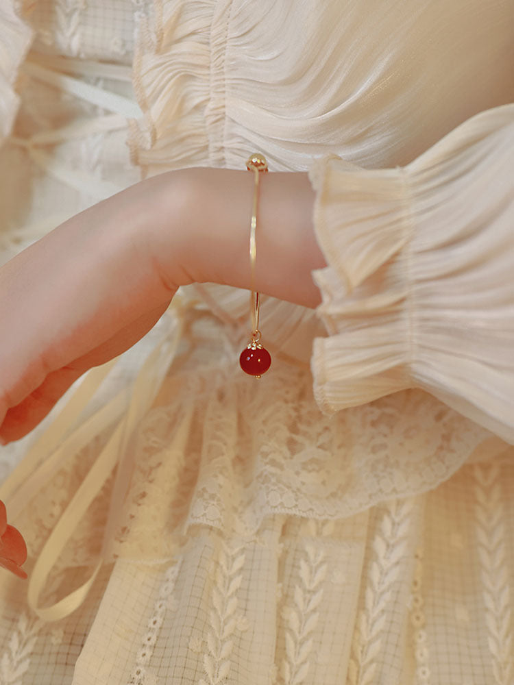 دستبند عقیق قرمز طبیعی لوبیا قرمز