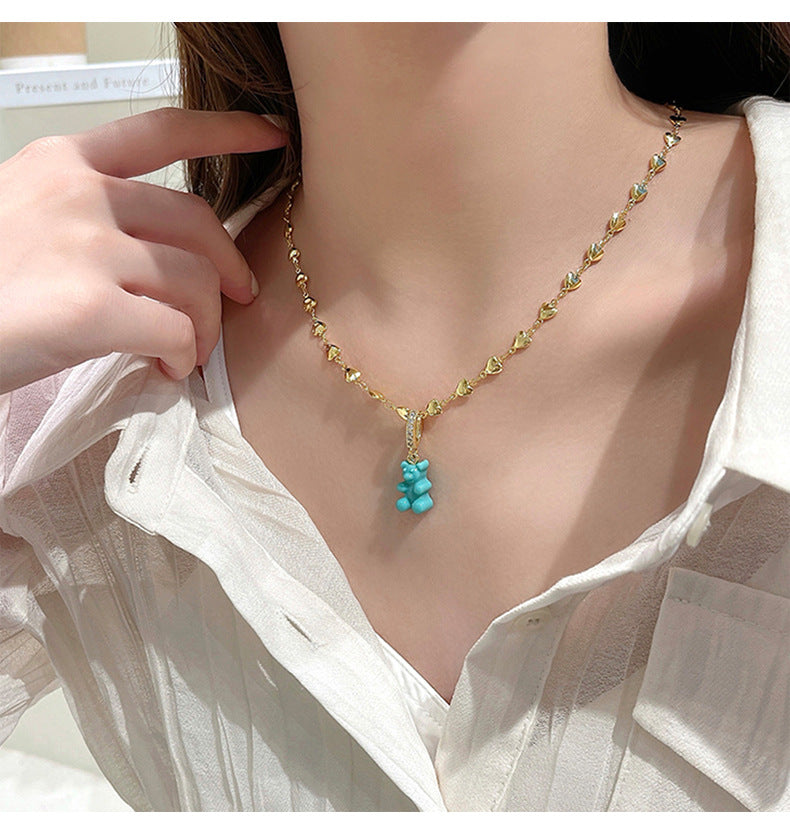 Rantai leher liontin warna gummy bear