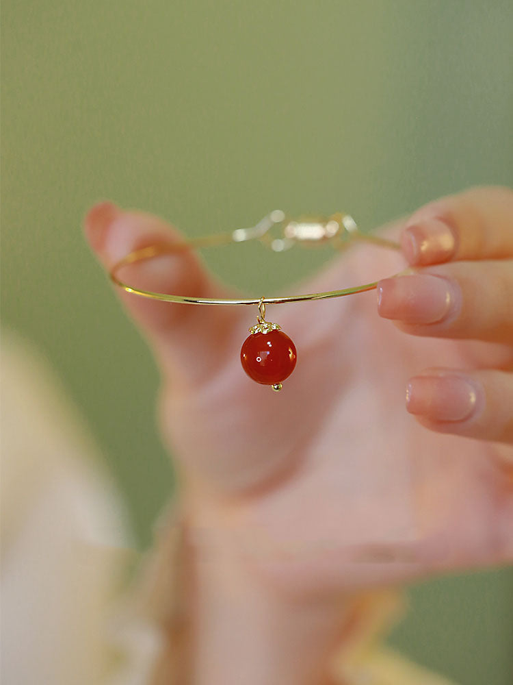 دستبند عقیق قرمز طبیعی لوبیا قرمز