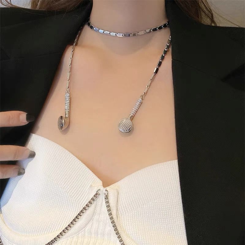 Wear more zircon earphone necklace