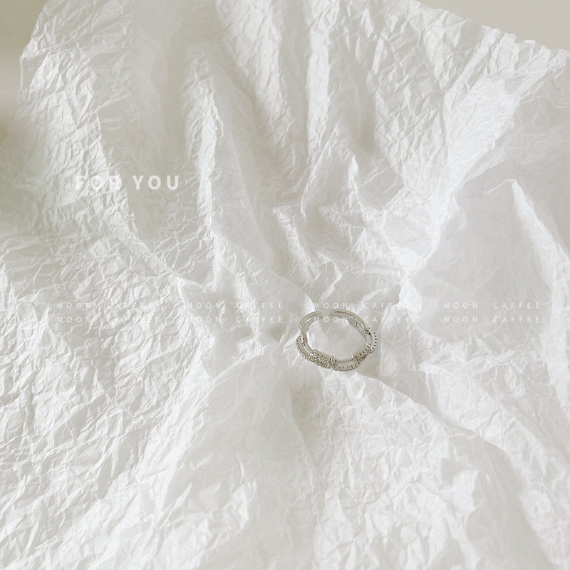 Pembukaan cincin tembaga zirkon berlian penuh dapat disesuaikan