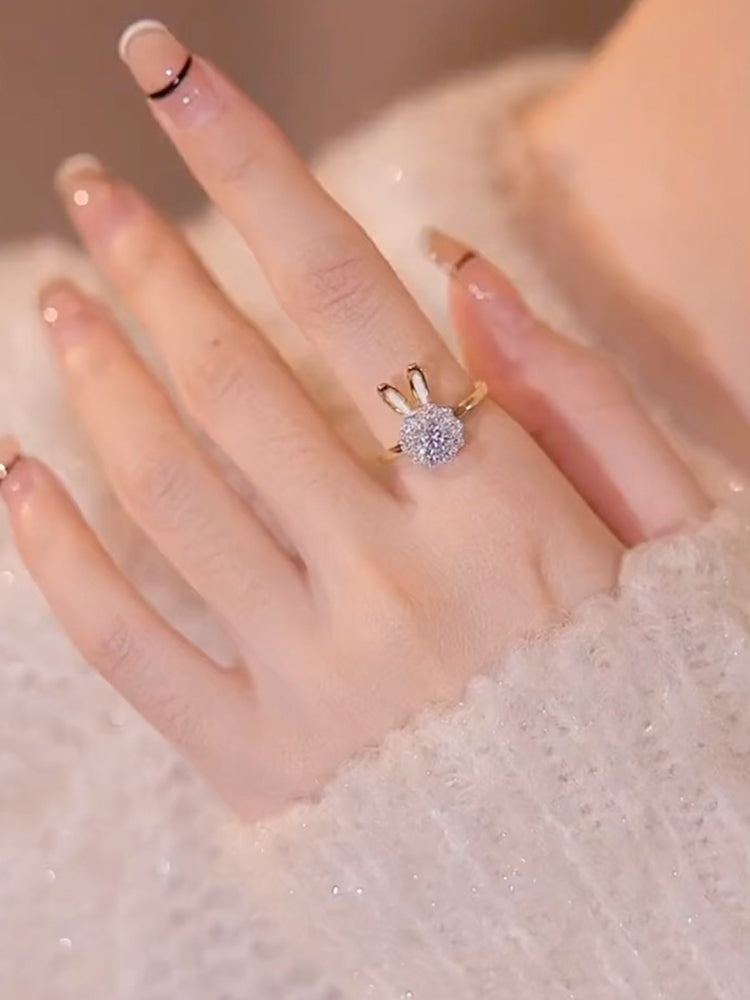 Nhẫn thỏ xoay dễ thương thông minh điều chỉnh ngón trỏ