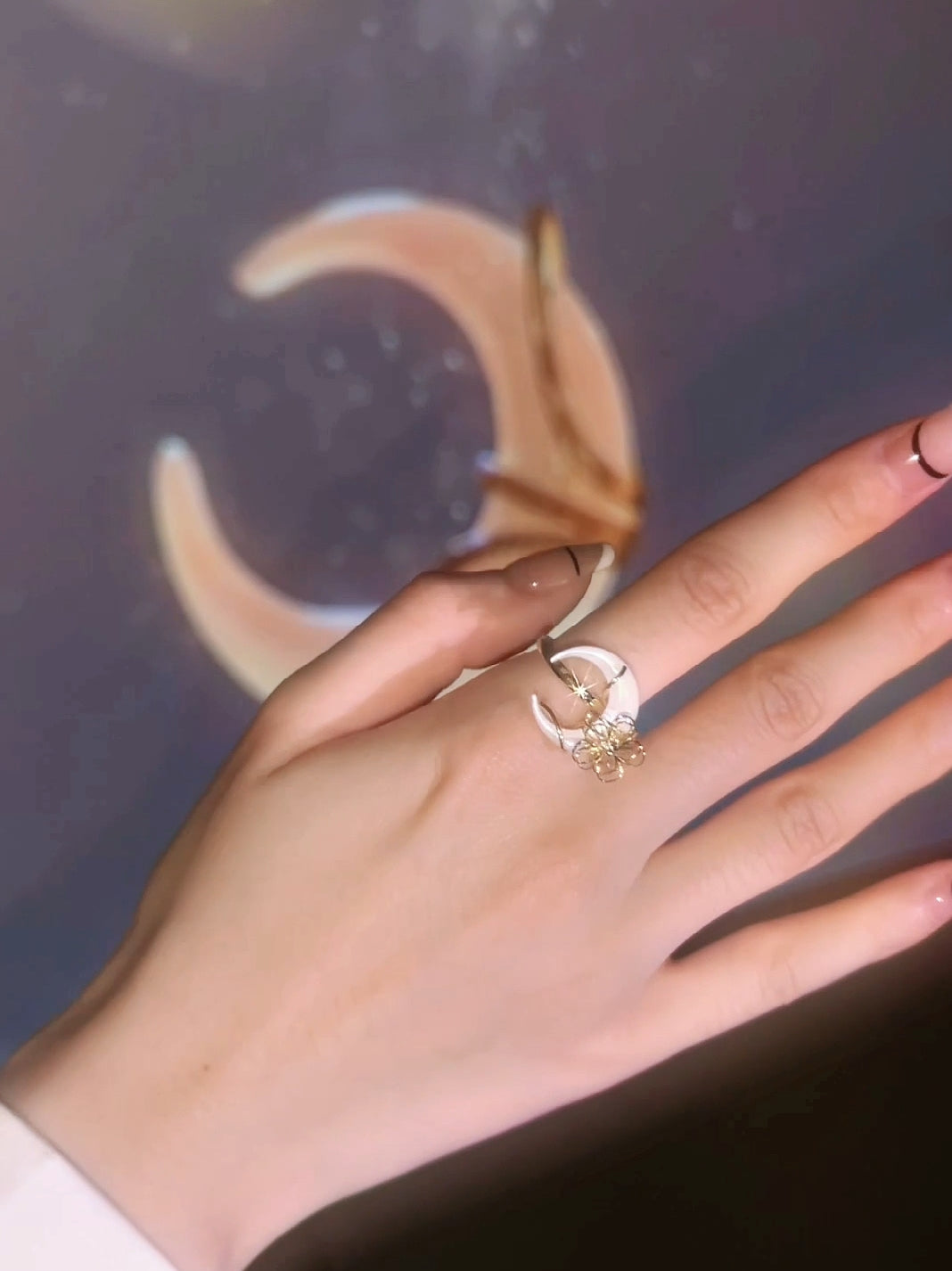 Little Orchid Bone Orchid Ring Moon Winding Vòng điều chỉnh đơn giản