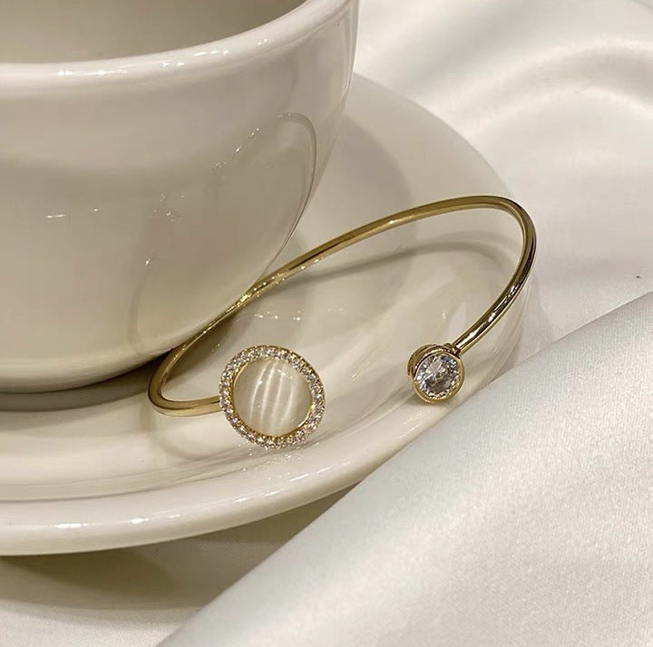 Xoay Vòng Cổ Opal Nữ Vòng Mở Vòng Tay Trang Trí Tay Có Thể Điều Chỉnh