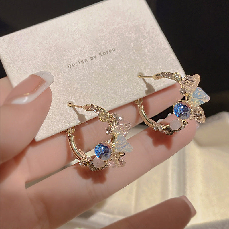 گوشواره گل کریستال لوکس سبک