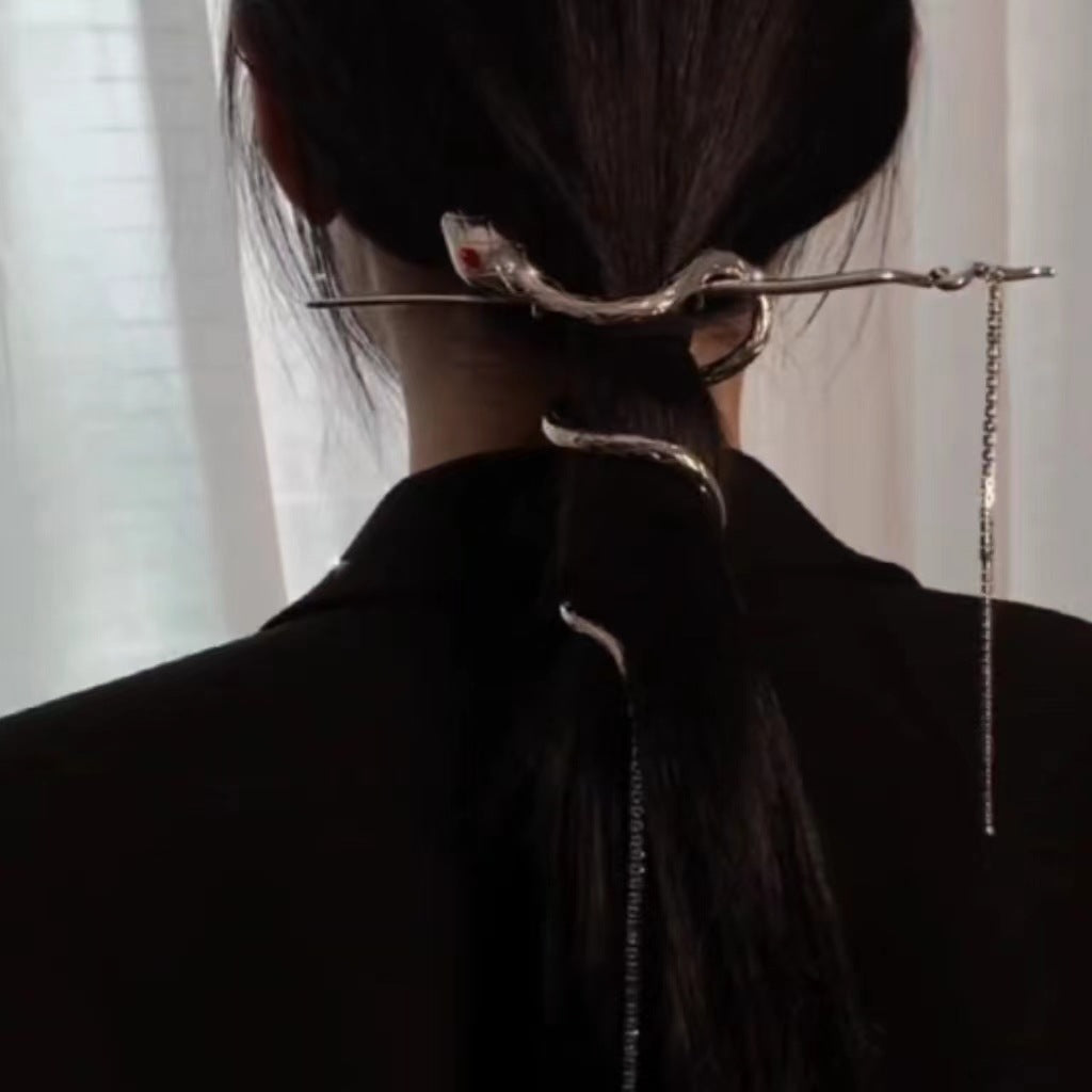 Copper alloy hair accessories spirit snake hairpin headdress