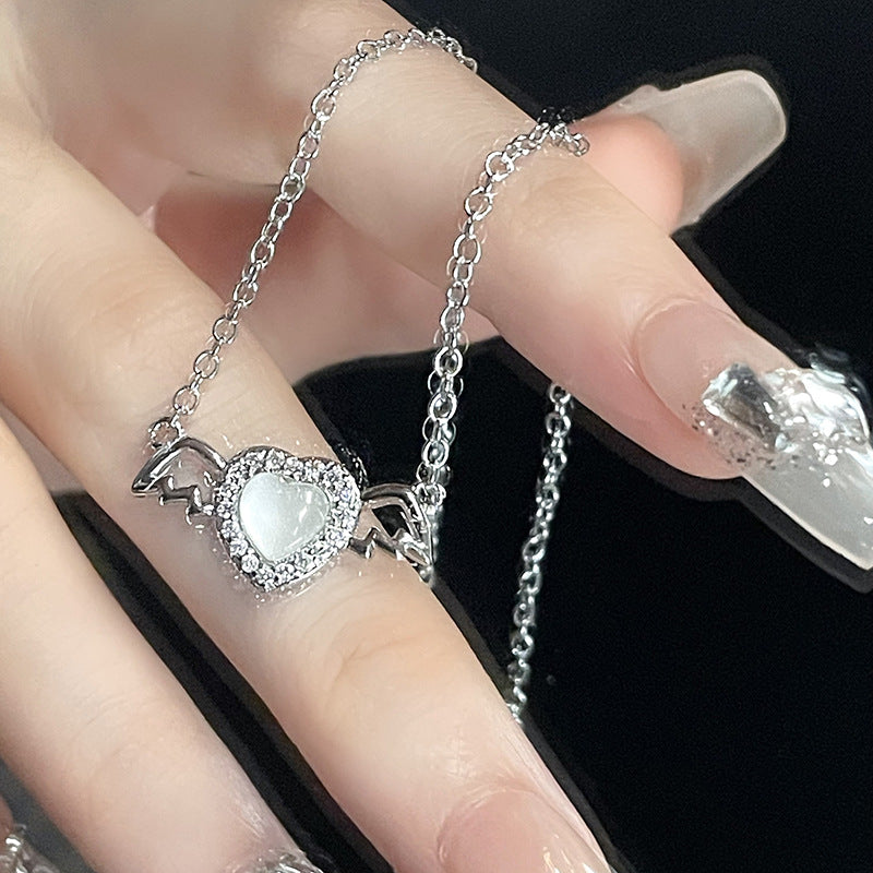 Wings Love Opal Necklace Gem Pendant Clavicle Chain