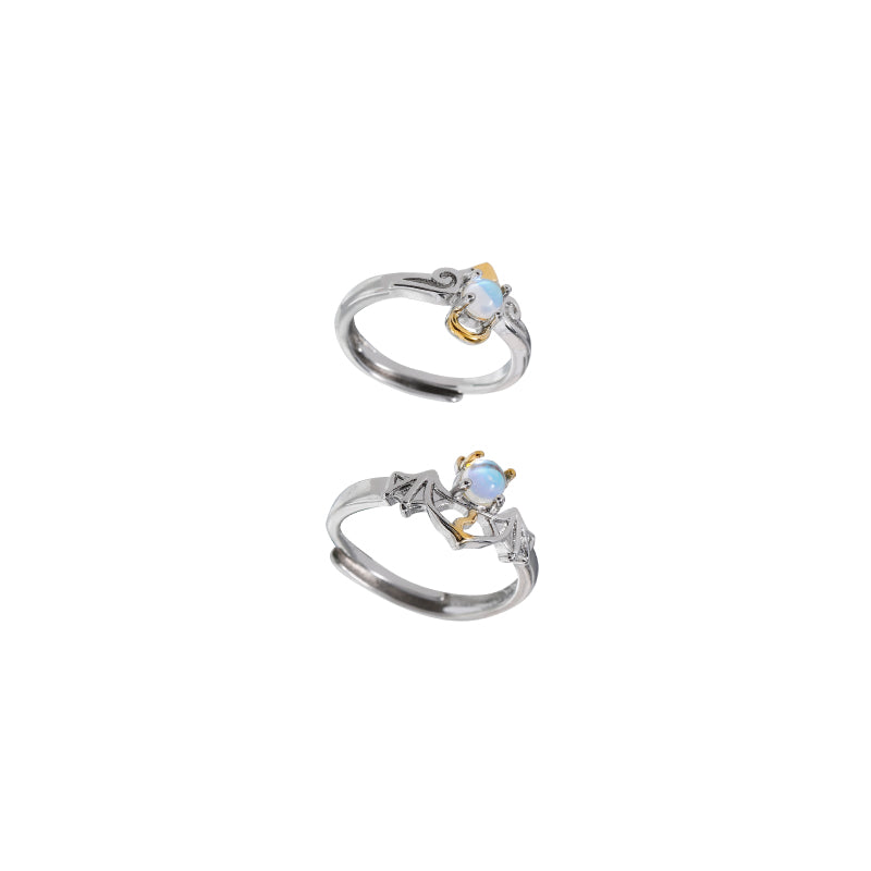 Angel Devil Couple Moonstone Ring