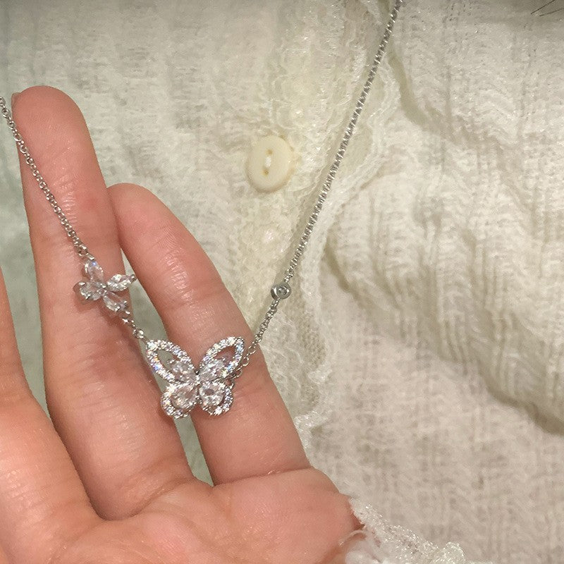 Collana a farfalla con zircone pieno di diamanti Flash