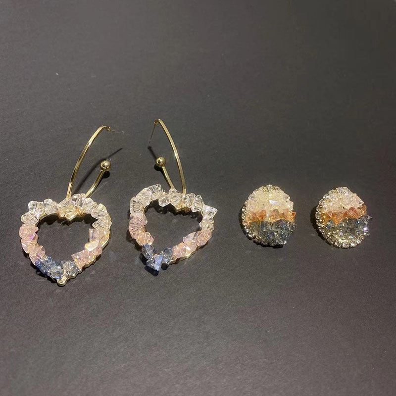 گوشواره قلاب گوش بلند هلویی توخالی قلب شکل