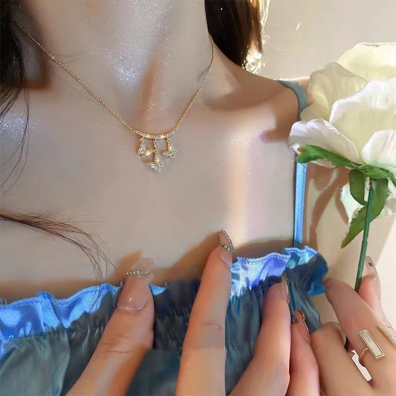 Echtgold galvanisierte Waldzirkon-Schmetterlings-Halskette