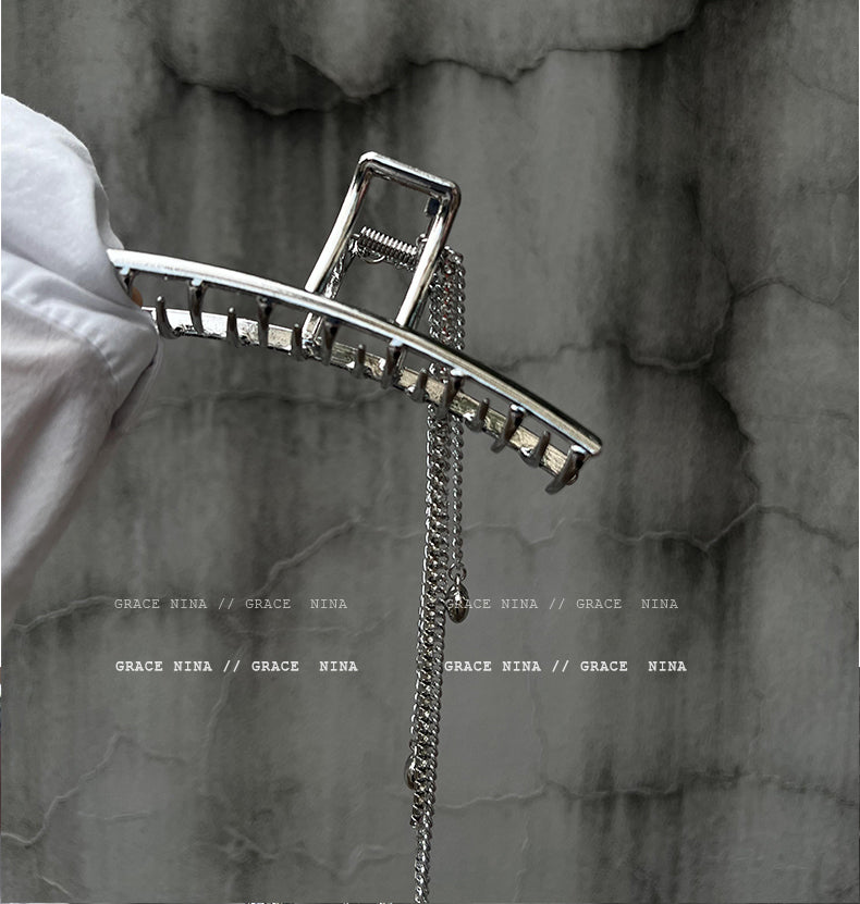 Clipe de fixação de cabeça para trás com grampo de cabelo de tubarão com franjas