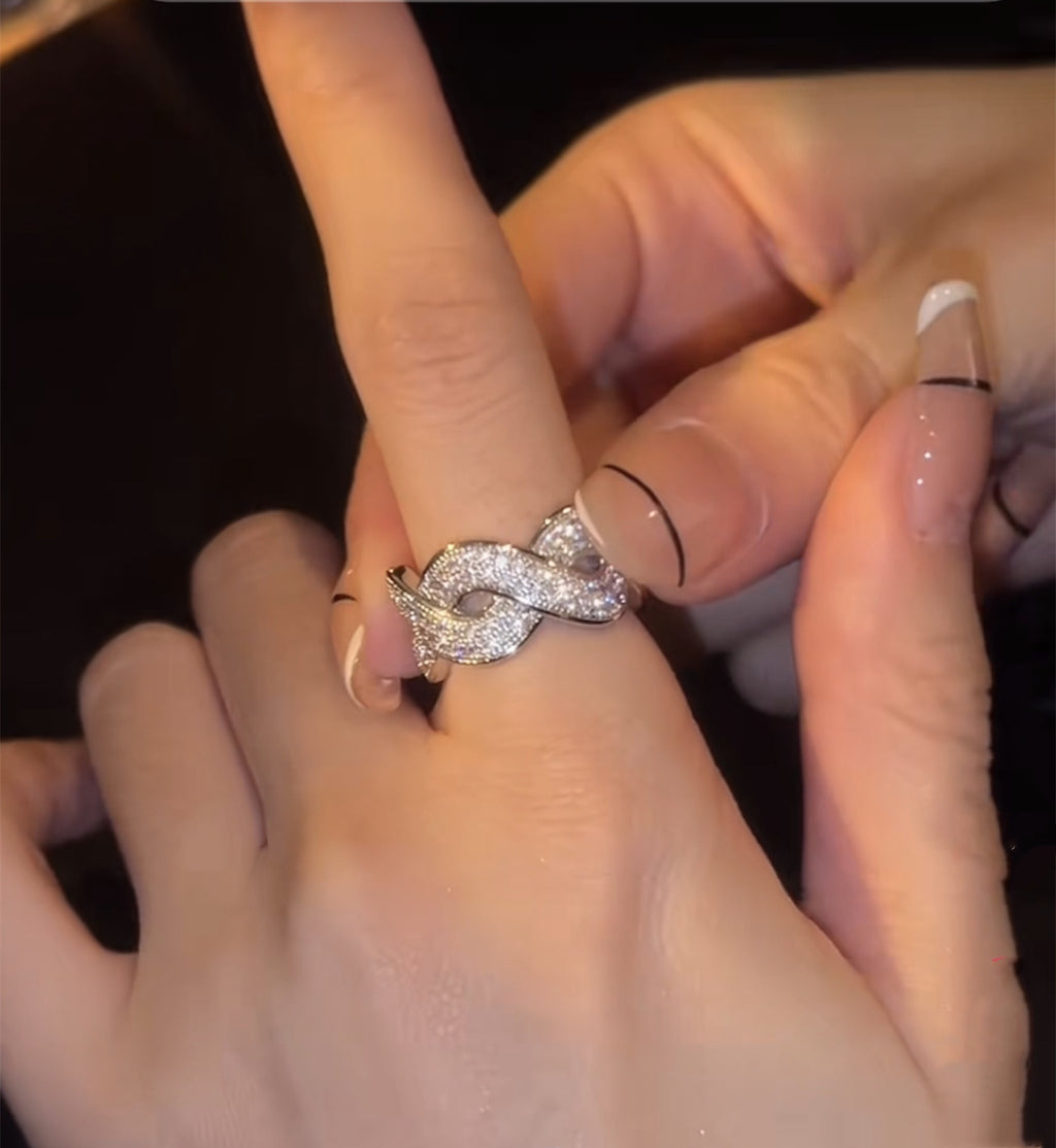 Cincin twist ring zirkon full berlian