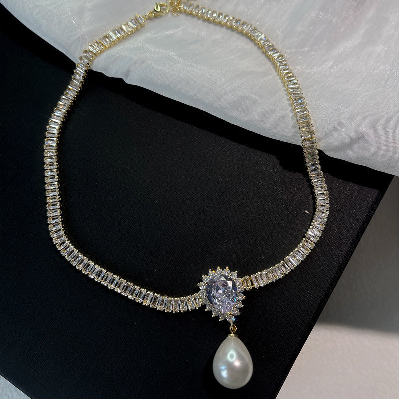 zircon neck chain water drop necklace clavicle chain necklace collar female