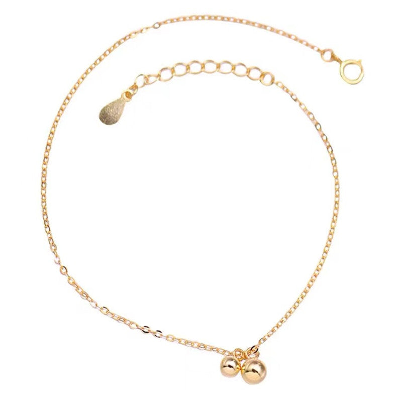 S925 sterling silver cute round bead anklet