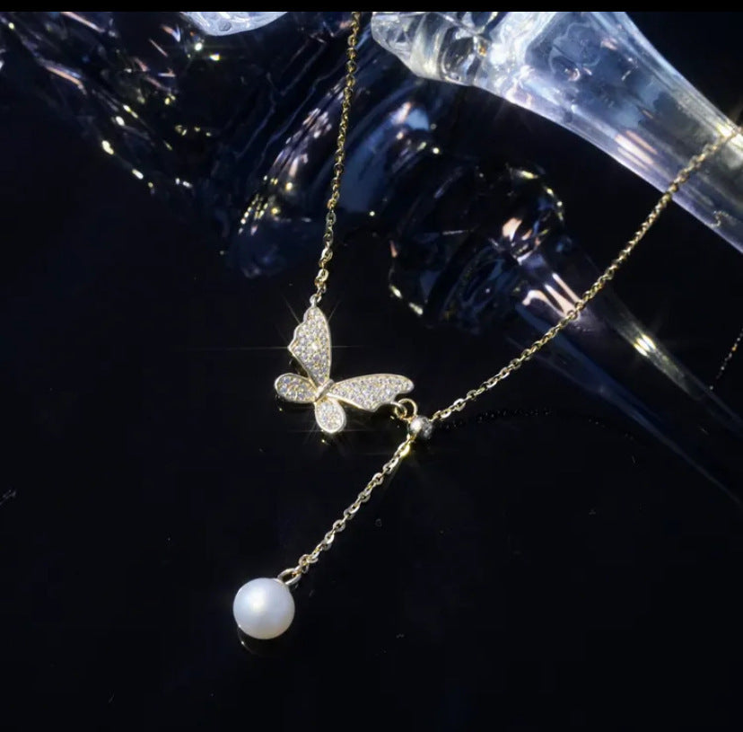 버터플라이 풀 네크리스 쇄골 체인