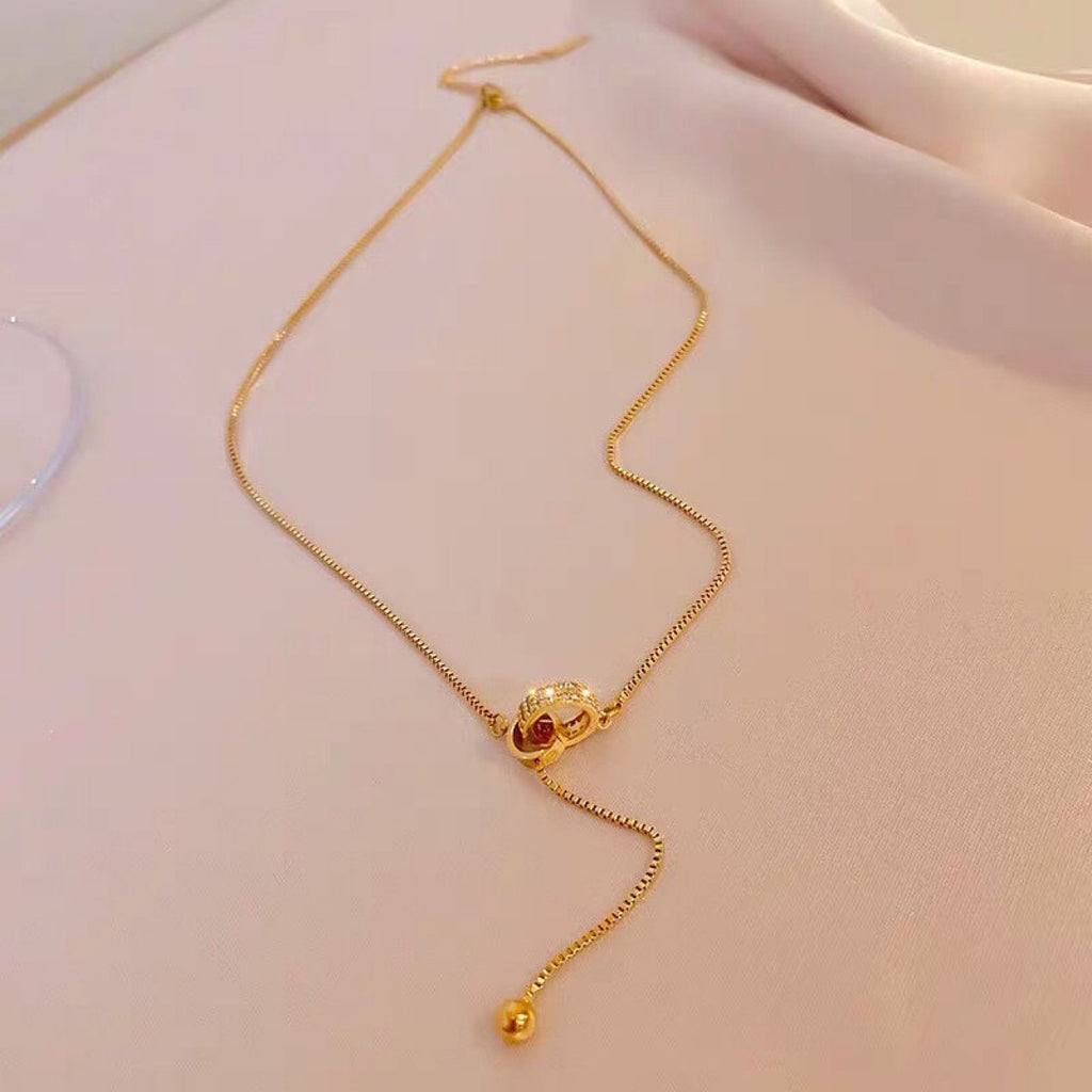 Geometric Diamond Double Ring Necklace