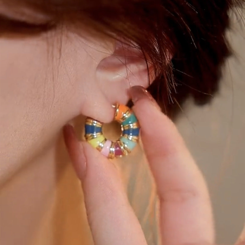 컬러 에나멜 드롭 글레이즈 이어링