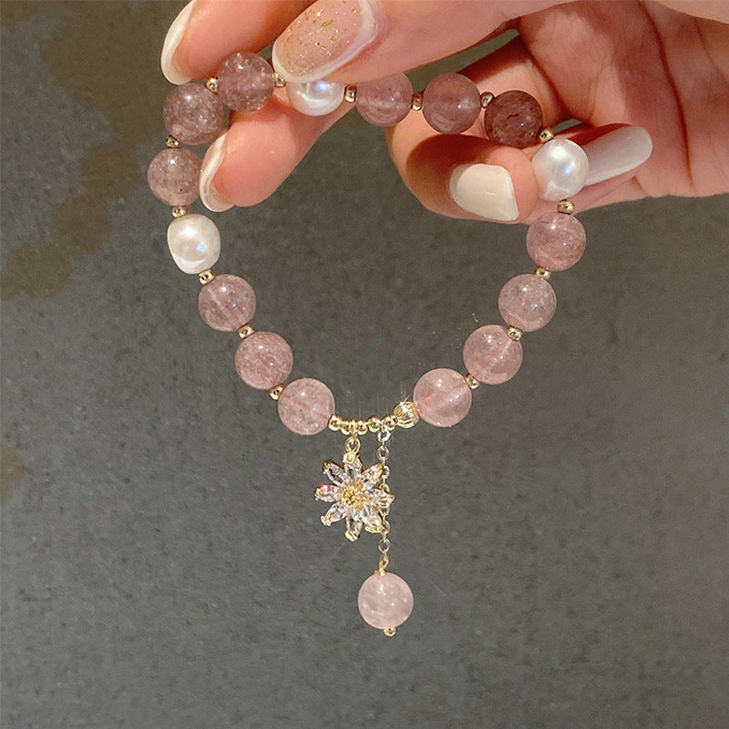 Pulseira de cristal de morango natural