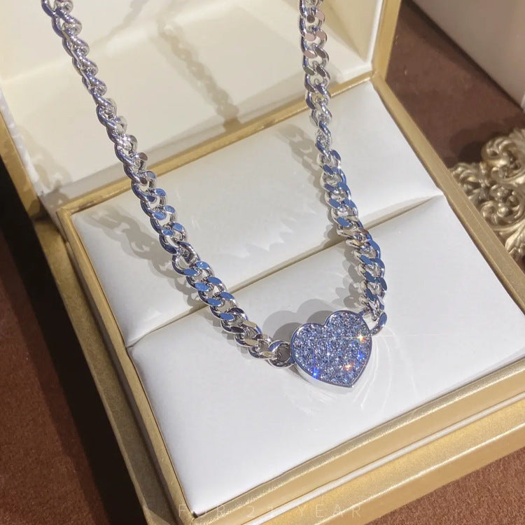 Magnet zircon metal love necklace female simple Joker temperament neck chain