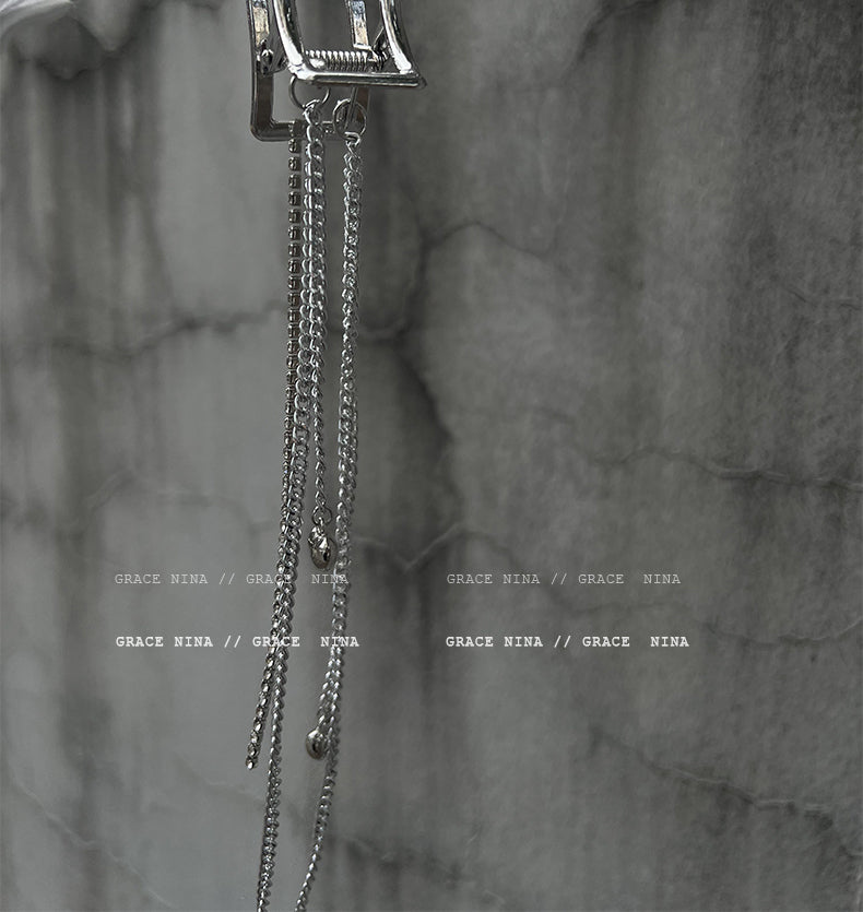 Clipe de fixação de cabeça para trás com grampo de cabelo de tubarão com franjas