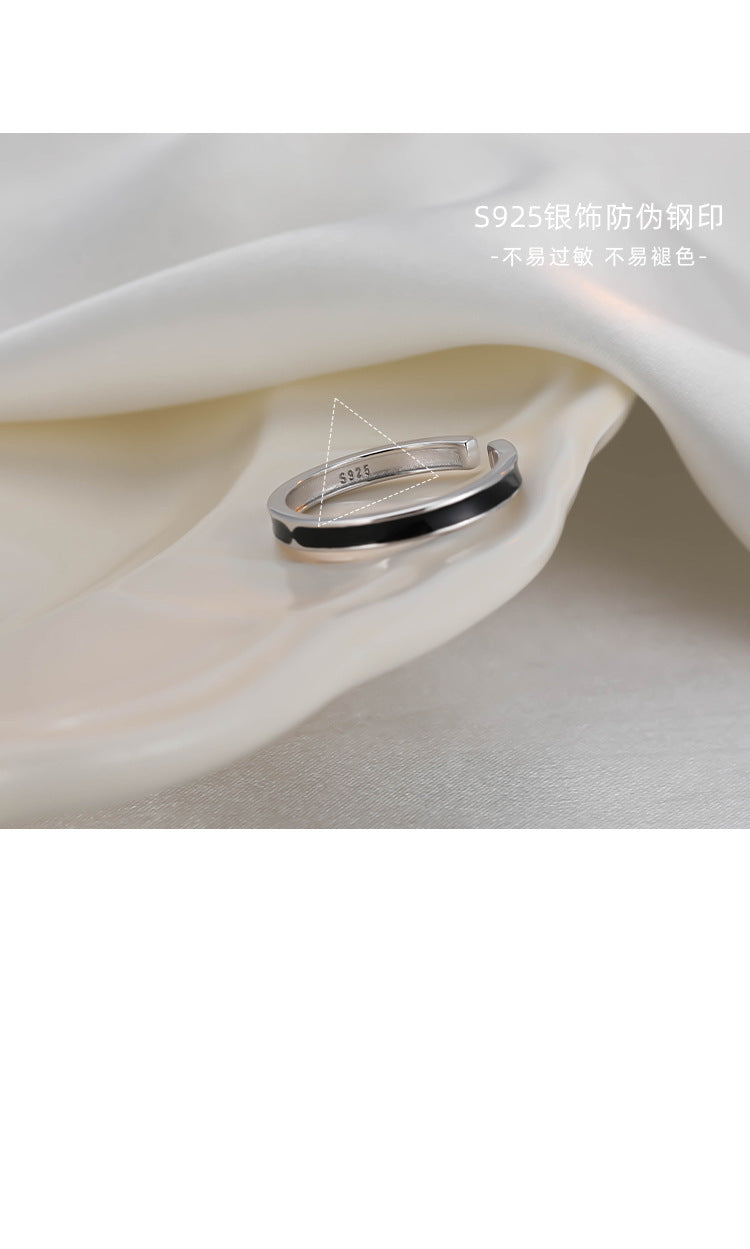 블랙 링 여성 디자인 틈새 오프닝 링 여성 패션 개성 실버 링 2022 새로운 트렌드