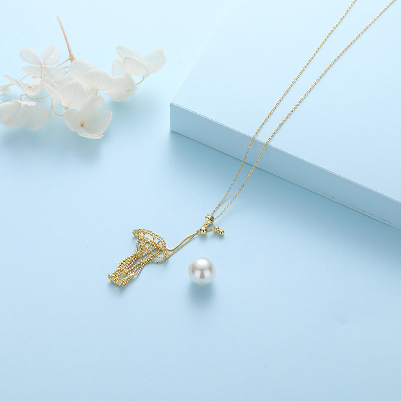 S925 Kalung Tarik Anyaman Emas 18K