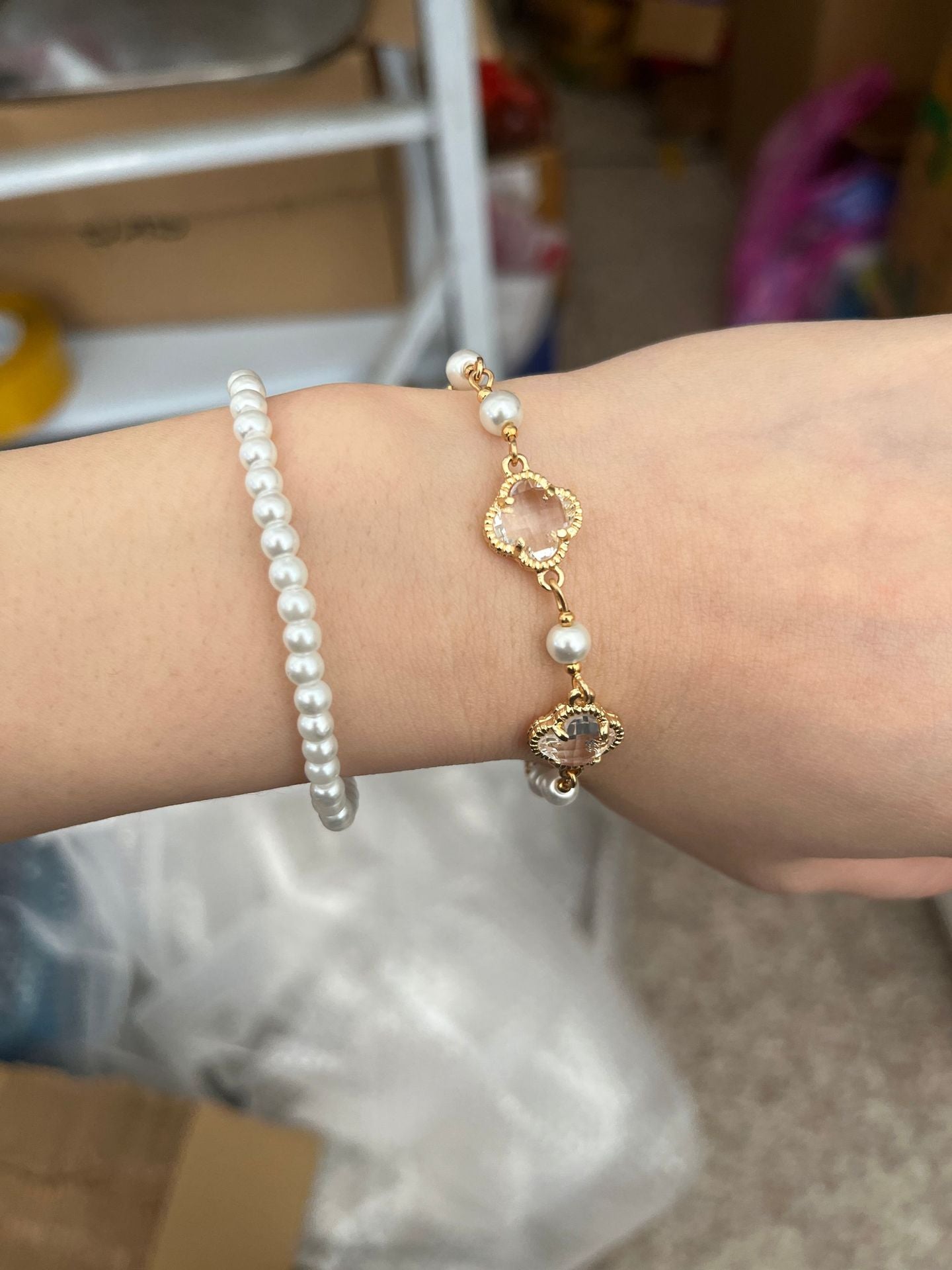 네잎 클로버 팔찌 여성 심플