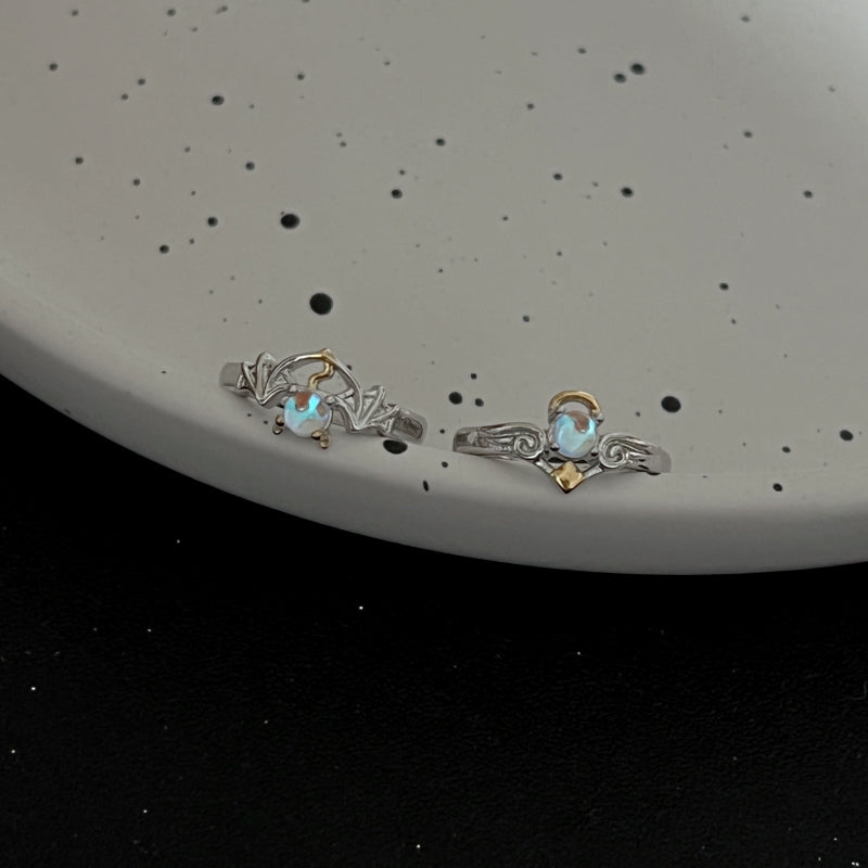 Angel Devil Couple Moonstone Ring