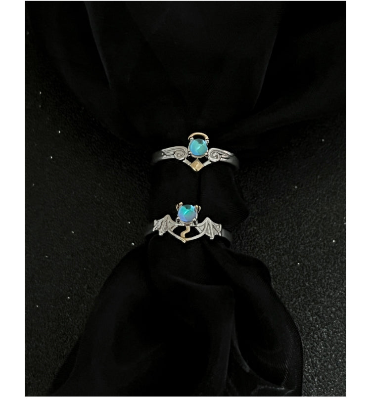 Angel Devil Couple Moonstone Ring