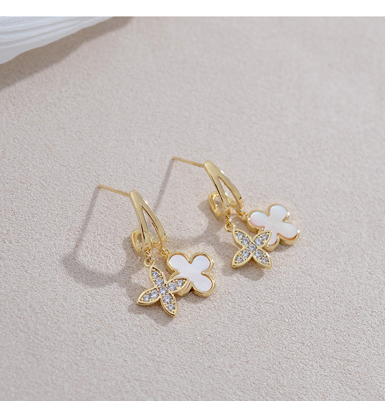 별 귀걸이 Fritillaria 네잎 귀걸이 귀걸이