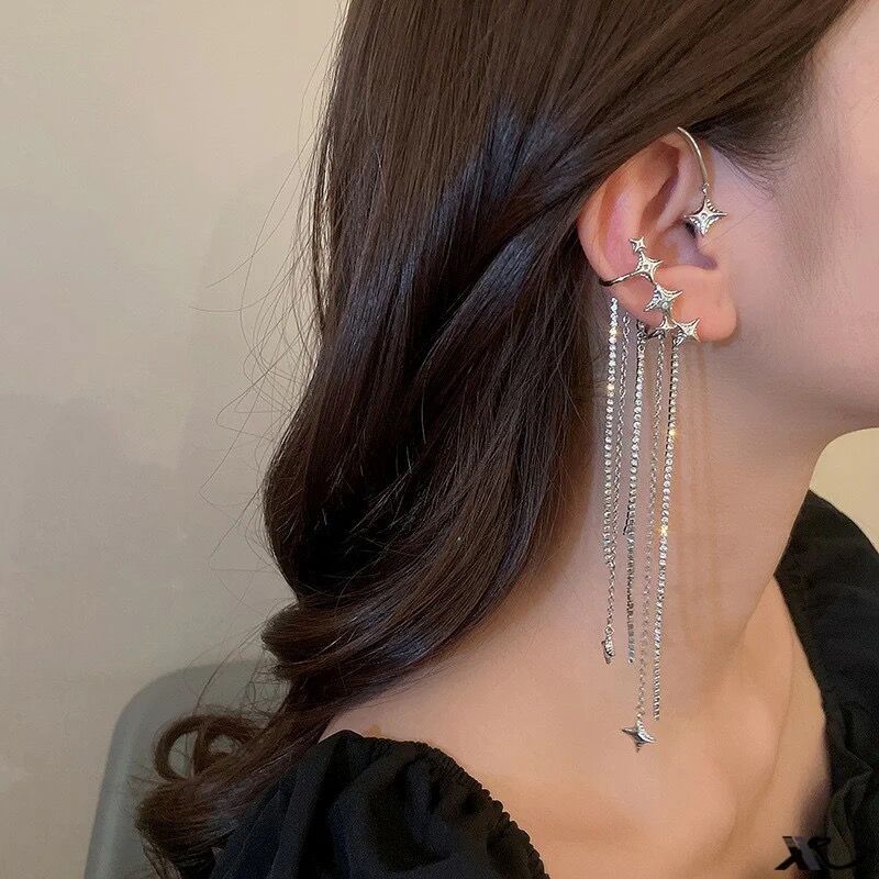 منگوله بدلیجات پنج پر با الماس بدون گوشواره گیره استخوان گوش