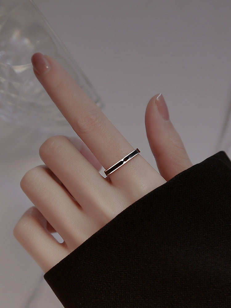 블랙 링 여성 디자인 틈새 오프닝 링 여성 패션 개성 실버 링 2022 새로운 트렌드