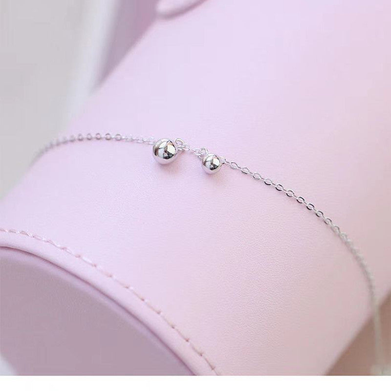 S925 sterling silver cute round bead anklet