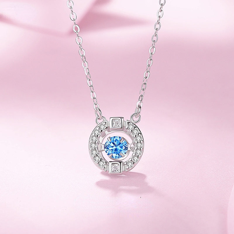 All-Match Smart Crystal Pendant round Geometric Crown Clavicle Chain