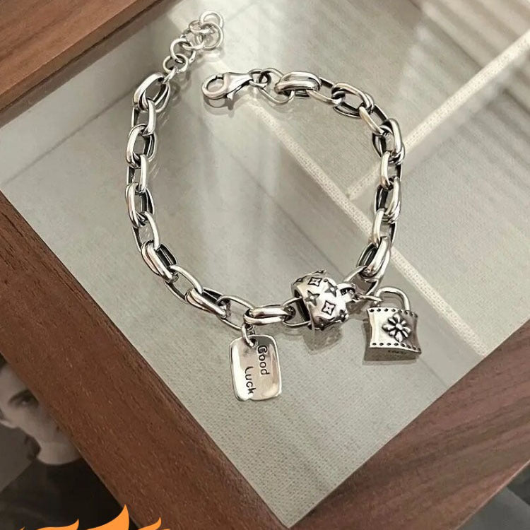 Retro personality s925 silver plated bracelet female