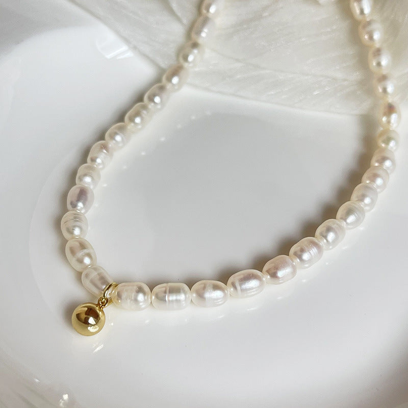 바로크 천연 모조 진주 황금 작은 황금 콩 목 체인