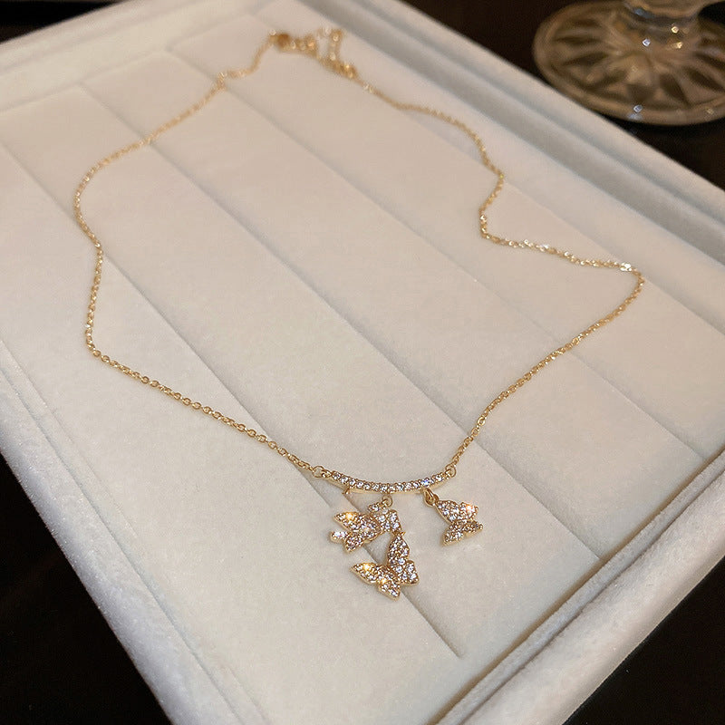 Echtgold galvanisierte Waldzirkon-Schmetterlings-Halskette