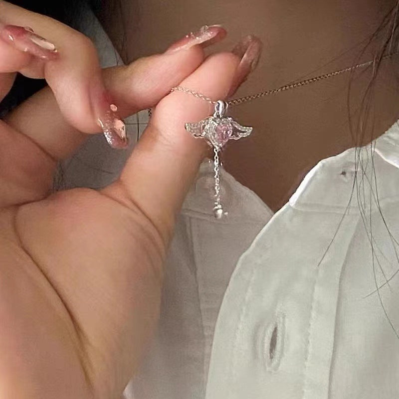 925 Sterling Silver Cupid Heart Necklace Female