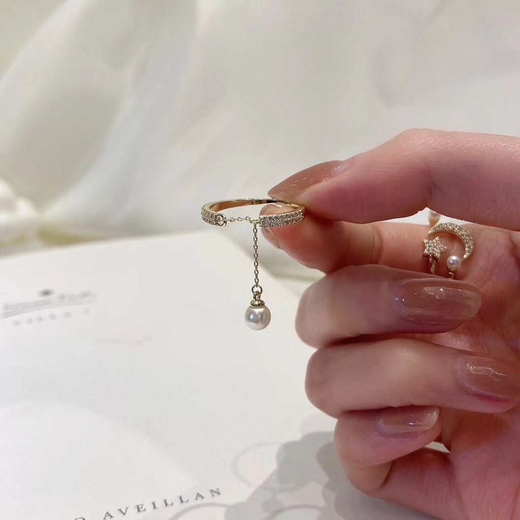 Cincin bulan bintang angin dingin bertatahkan berlian